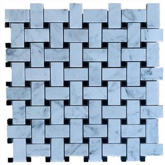 Mósáic Marmair Basketweave Bianco Carrara