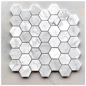 Mósáic Marmair Snasta Heicseagán Bianco Carrara