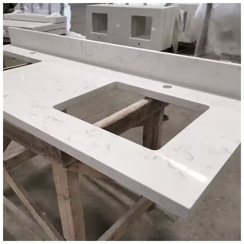 Carrara White Quartz Vanity Top Carrara White Quartz Vanity Top